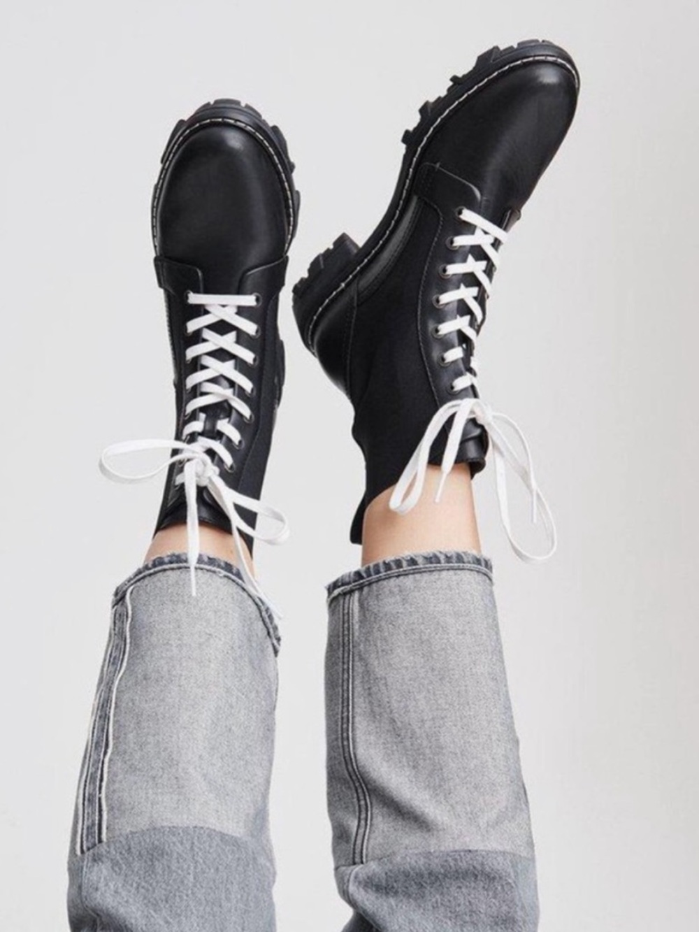Rag & Bone Womens‎ Shiloh Boot Black Leather Lace Up Combat Ankle Lug Sole EU 39